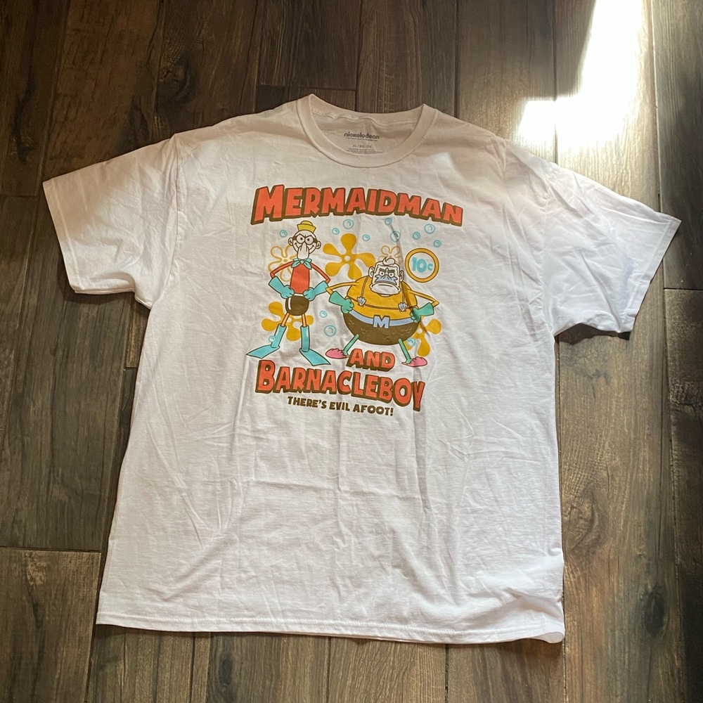 NWOT mermaid man and barnacle boy graphic tee shirt